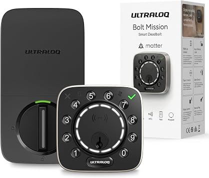 ULTRALOQ Bolt Mission UWB Smart Lock,Matter Over Thread,Approach to Unlock | Keyless Deadbolt with UWB, NFC, App, Code, Works with Apple Home, Alexa, Google, SmartThings, Home Assistant, BHMA Certified