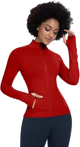 Miniatura 5 de Womens Running Jackets Athletic Workout Scrub Jacket Track Full Zip Up Gym for Women Yoga Top