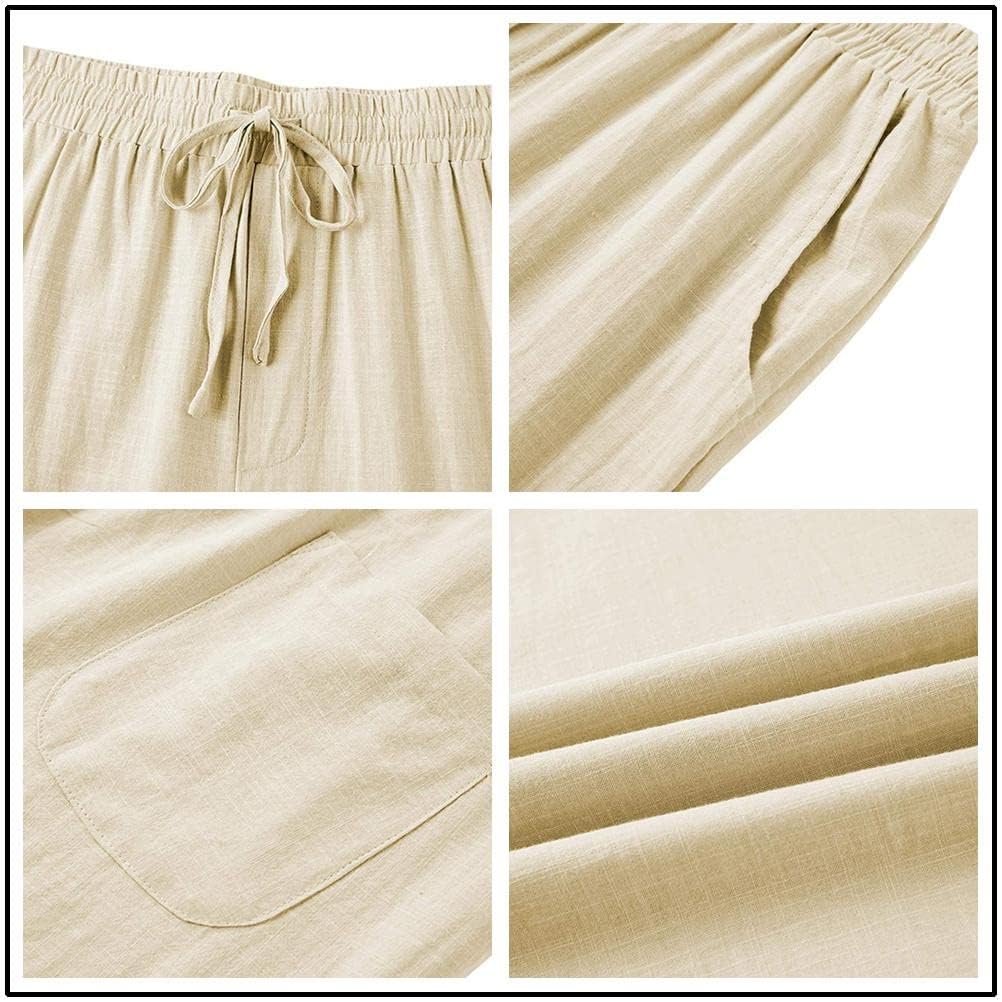 Cegerne Uomini Pantaloni di Lino Lunghi Pantaloni Medievali Leggeri Loose Fit Vacanza al Mare Tutti i Giorni