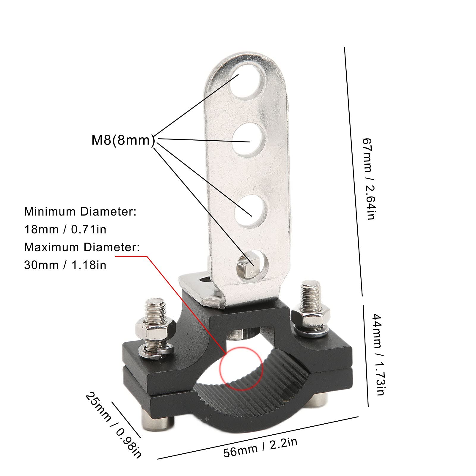 2PCS 1.2Inch Car Bull Bar Holder Clamp Offroad Tube Clamps Mounting Brackets