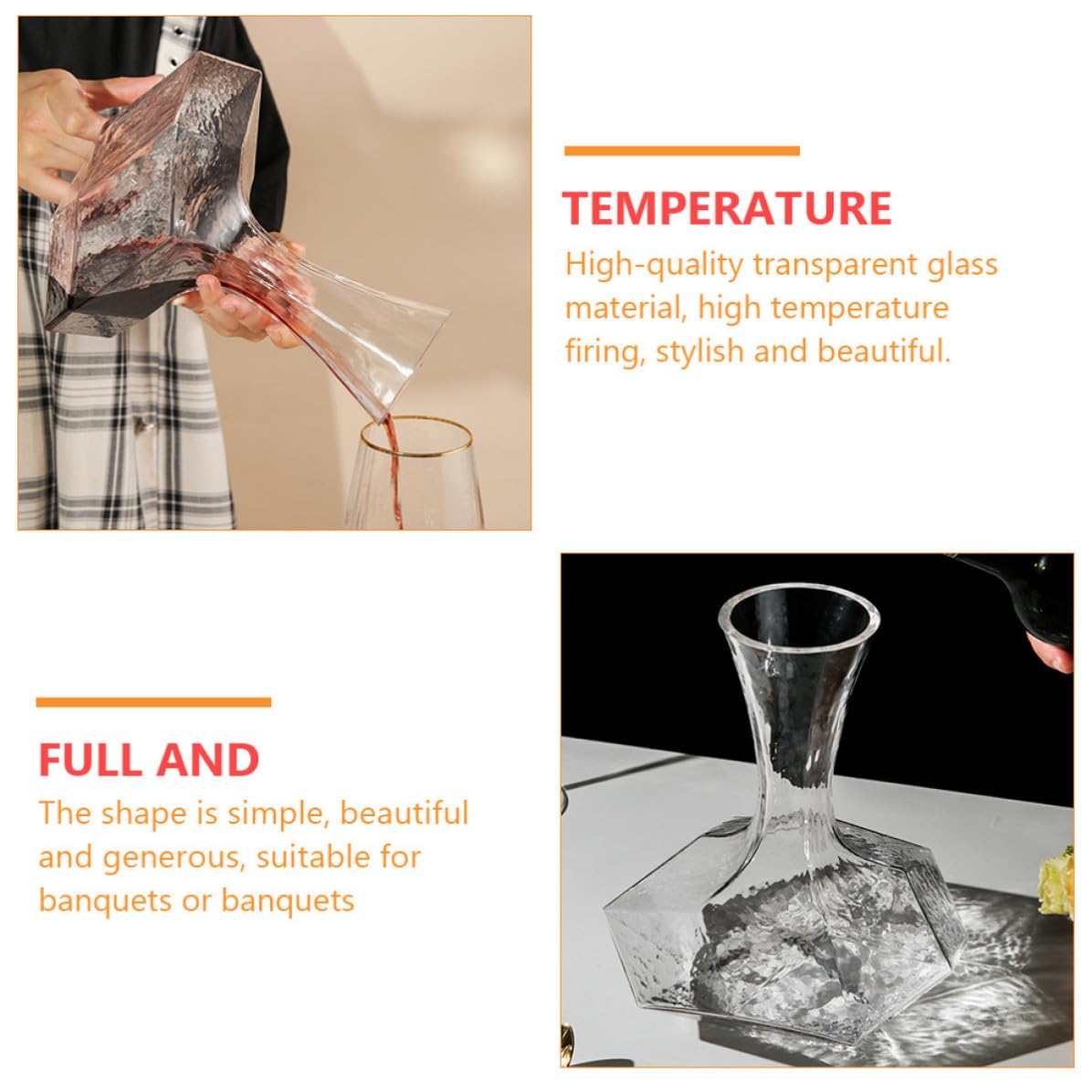 GALPADA Decanter Design Creativo in Vetro per Geometrico e Facile da Pulire per Ristoranti e Domestico