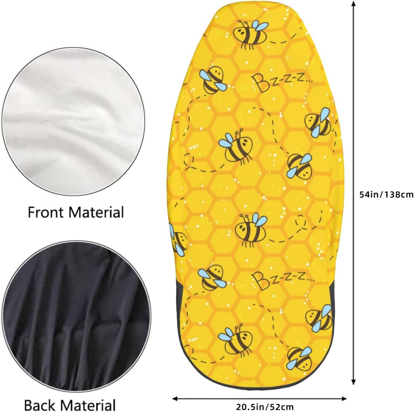 Cute Yellow Bee Car Seat Covers Set 2 Pcs Auto Interior Car Accessories Protetors Car Mat Covers Universal Fit Most Car SUV Van Truck Vehicle