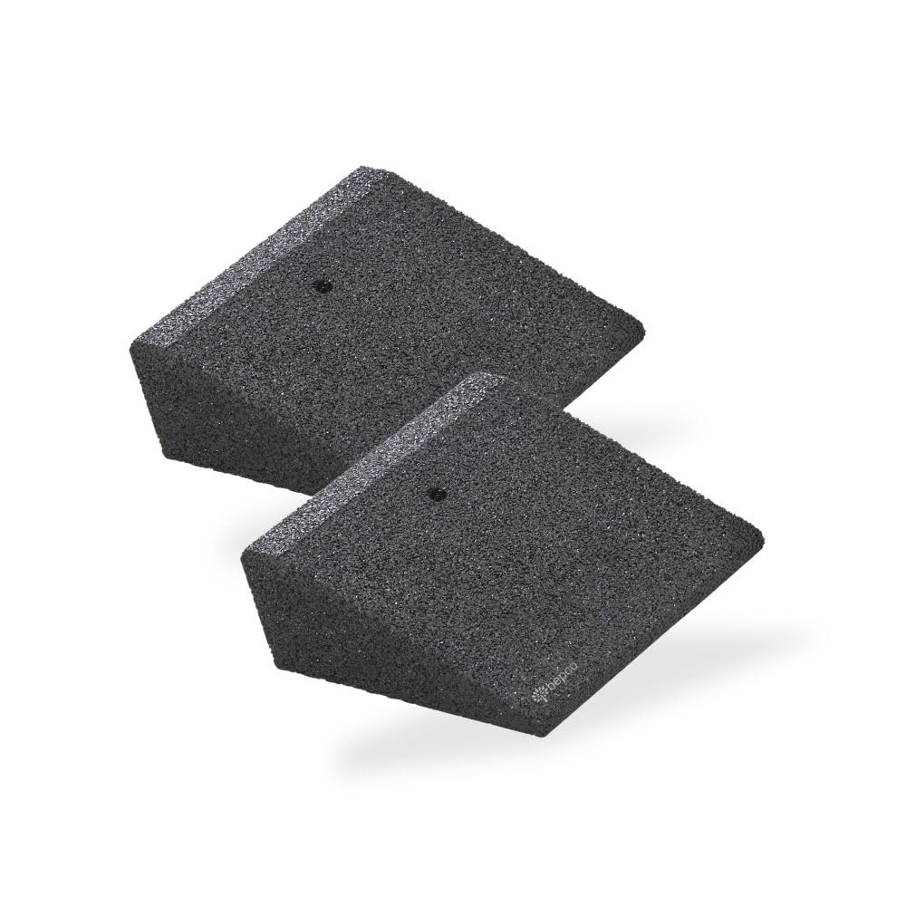 bepco Fahrrad- und Scooter-Rampe-Set (2 Stück), LxBxH: 25 x 25 x 10 cm aus Gummi (schwarz) Auffahrrampe,Türschwellenrampe, mit eingelagerten Unterlegscheiben zur Befestigung