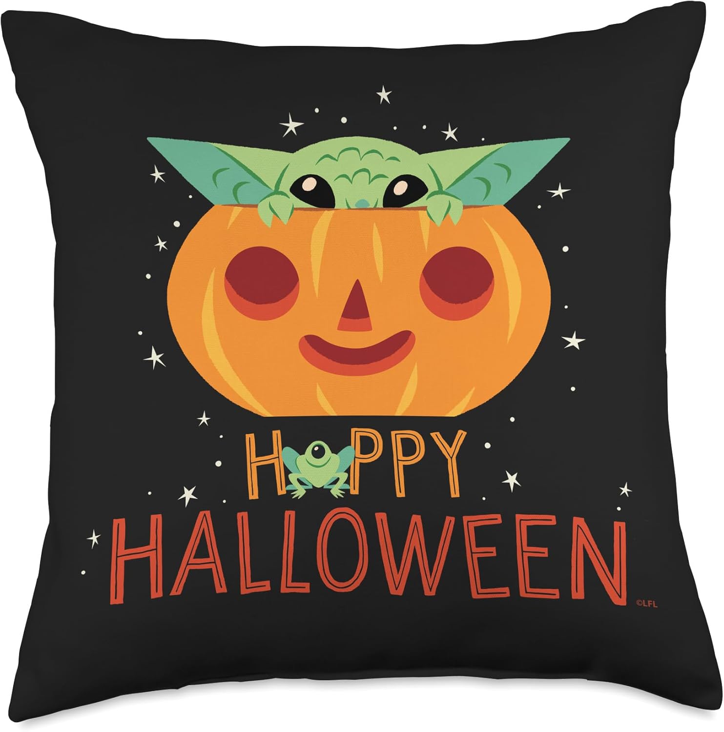 Star Wars The Mandalorian Grogu Happy Halloween Throw Pillow