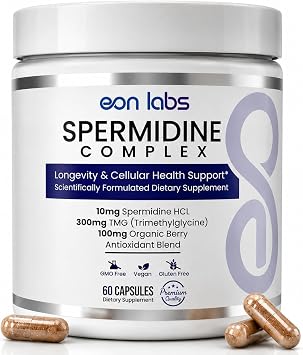 Spermidine Supplements for Men and Women10 mg Spermidine HCl Complex with TMG & Organic Berry AntioxidantsCellular Health Support60 Capsules 60-Day Supply for Healthy Aging & Longevity