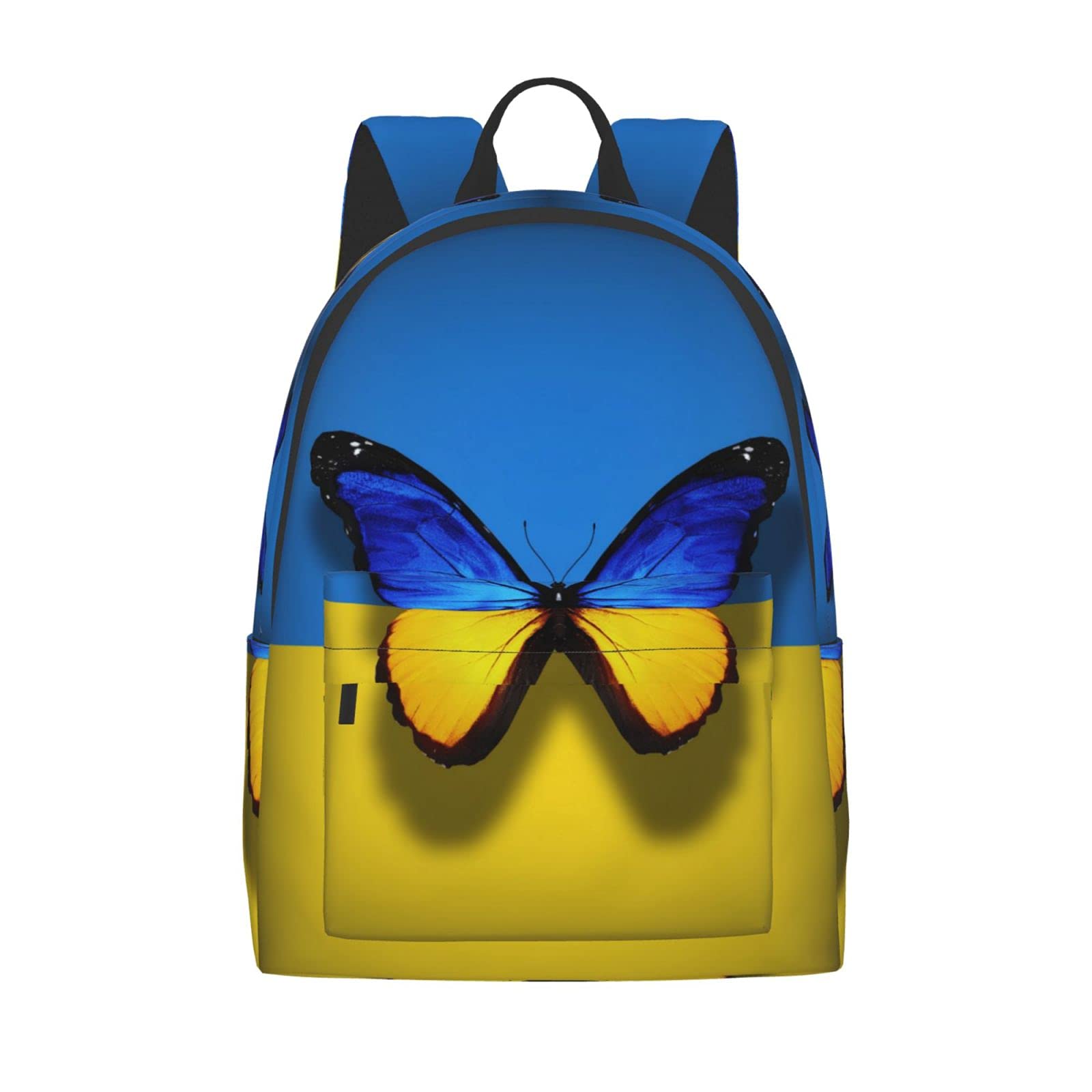 FeHuew 16 inch backpack Ukrainian Flag Butterfly Laptop Backpack Full Print School Bookbag Shoulder Bag for Travel Daypack