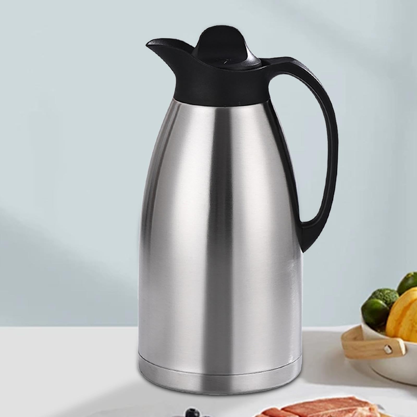 Jarra Térmica de Café con Tapa Jarra para Agua Y Té de Acero Inoxidable Termo con Aislamiento Al Vacío Dispensador de Líquidos Calientes Adecuada para, 3l