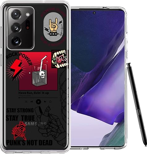 MUNDAZE - Para Samsung Galaxy Note 20 Ultra Rock and Roll Music Punk Band Collage, Funda delgada híbrida a prueba de golpes, carcasa rígida de TPU
