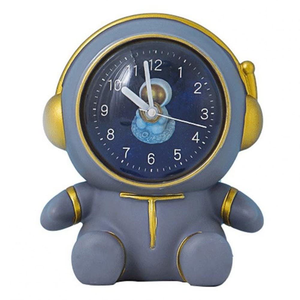 Wudaizhi Grey Astronaut Alarm Clock Piggy Bank Battery Operated Timepiece Money Saving Box Alarm Clock For Home Bedside