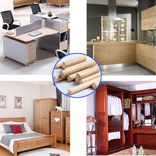 Miniatura 4 de Medsuo 21 piezas de tacos de madera surtidos M6 M8 M10 tacos estriados de madera dura para muebles, carpintería, artesanía, bricolaje (6mm 8mm 10mm)