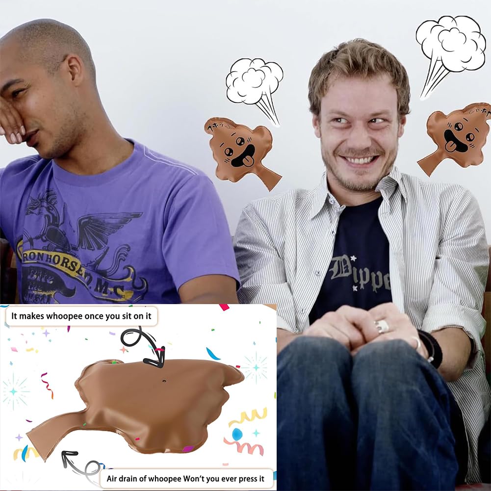 Coussin Peteur, Lot De 3 Coussin En Forme Caca, Whoopee Coussin Auto-gonflage Forme Caca, Coussin Portable Réutilisable, Durable Et Sûr, Ne DéGage Pas D' Odeur DéSagréAble