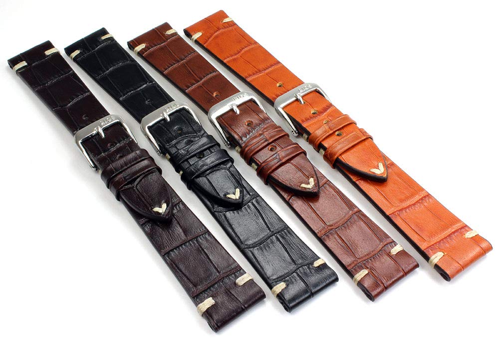 Sulla RIOS1931 Hollywood Bracelet de montre avec gaufrage alligator pour montres classiques, fabriqué à la main en Allemagne