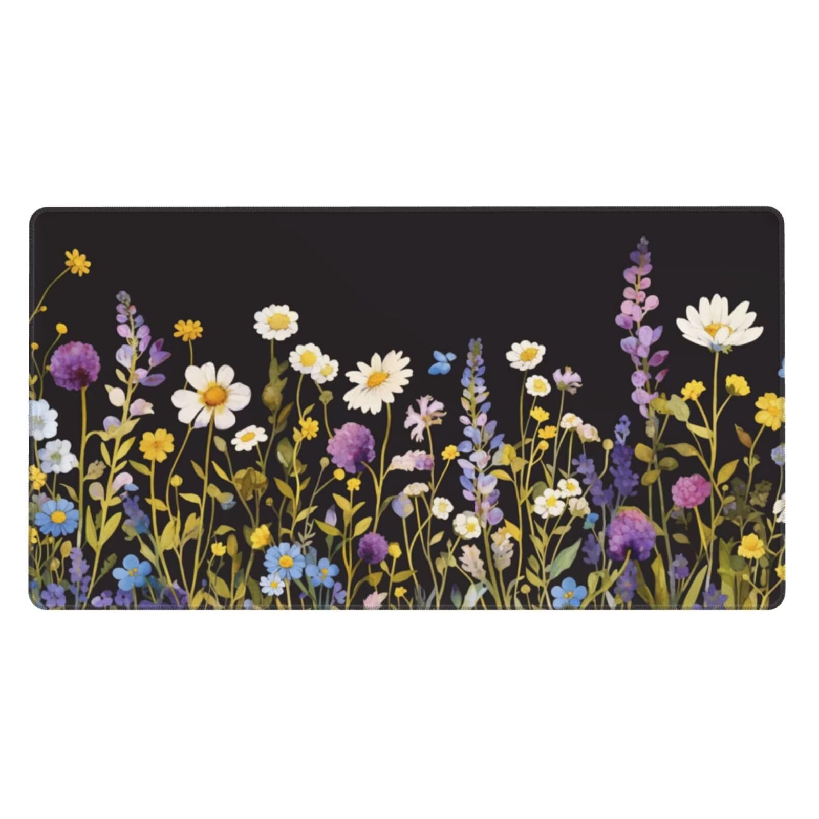 Gaming Mauspad XXL 1200x600x3mm Mousepad Verlängertes Groß Mauspad Schreibtischauflage,Genähte Kanten rutschfeste Gummibasis,Verbessert Präzision Geschwindigkeit Home Office Kleine weiße Blume L-1672