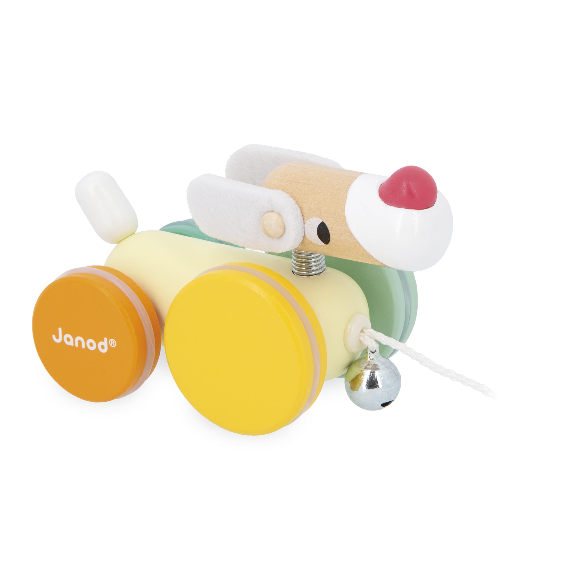 Janod - Wooden Walking Dog - 50 cm string - Pull-along toy - Early learning and first age toys - Motor skills and imagination development - From 12 months