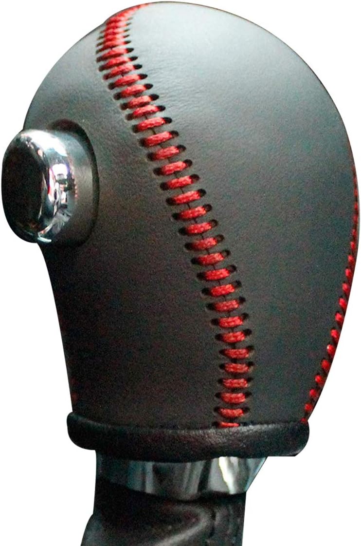 JI Loncky Black Genuine Leather Gear Shift Knob Cover for 2012 2013 Kia Soul / 2011 2012 2013 Kia Optima / 2012 2013 2014 2015 2016 Kia Rio Automatic Accessories