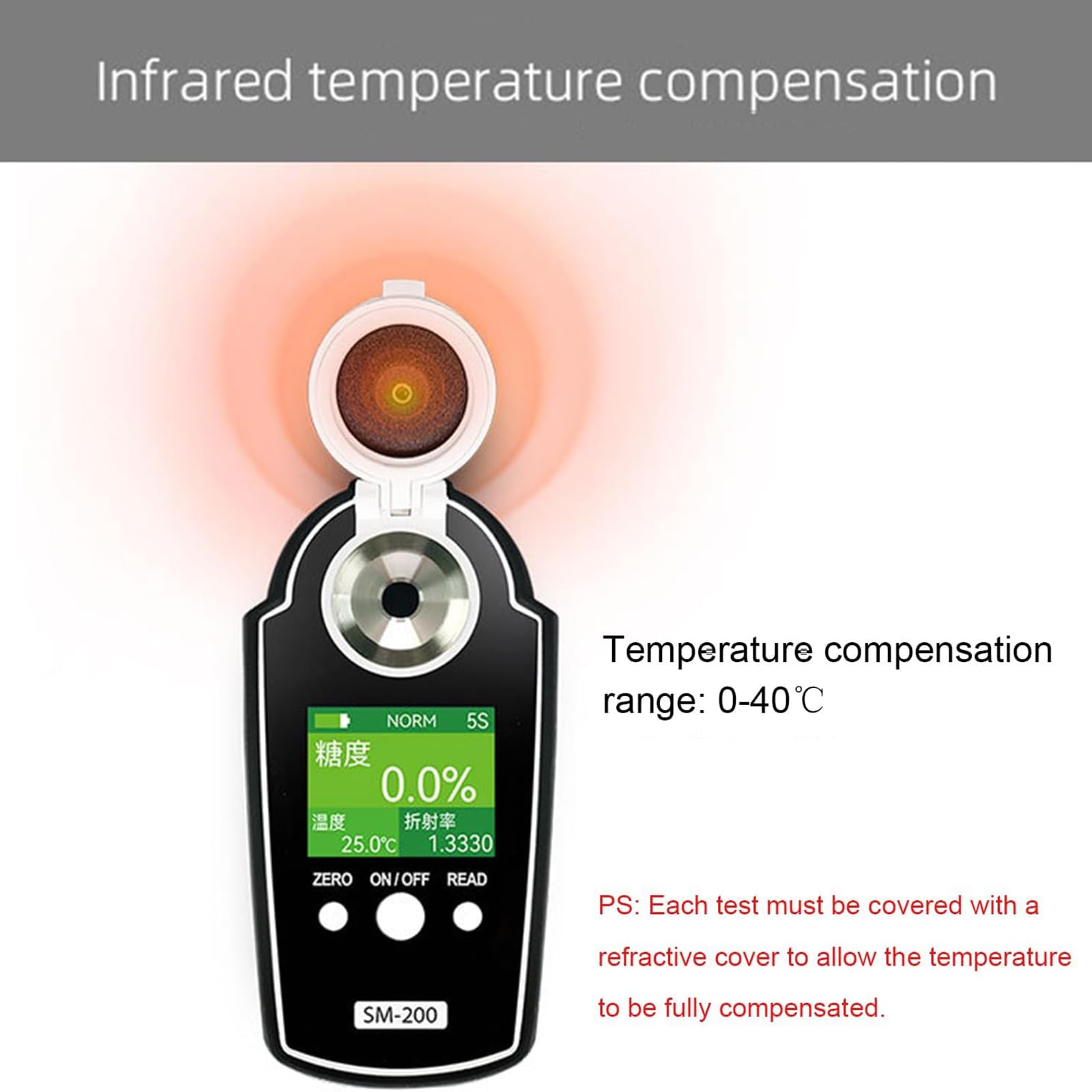 Refractómetro Brix De Mano, Refractómetro Brix Inteligente De 0-35% con Pantalla LCD Retroiluminada, Precisión ±0,2%/3s Medición Rápida/compensación De Temperatura, para El Hogar