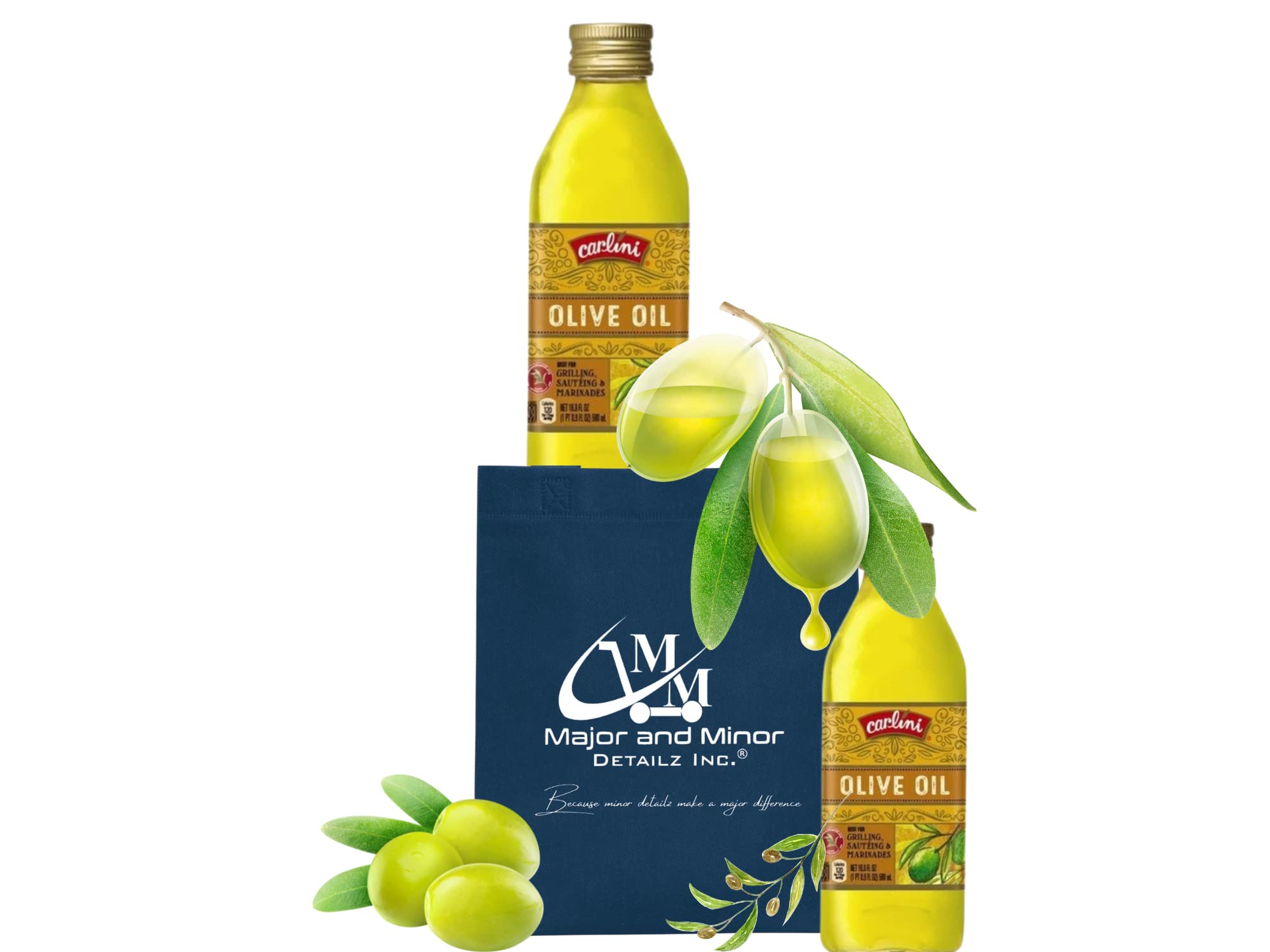 Carlini Pure Olive Oil | All Natural Kosher Cooking, Sauteing, Grilling, Marinades, Sauces | Reusable Tote | Bundle Set
