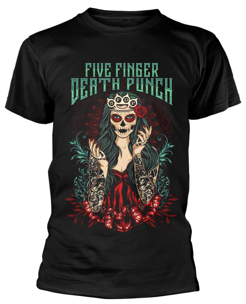 Rock Off Five Finger Death Punch 'Lady Muerta' T-Shirt (Small) Black