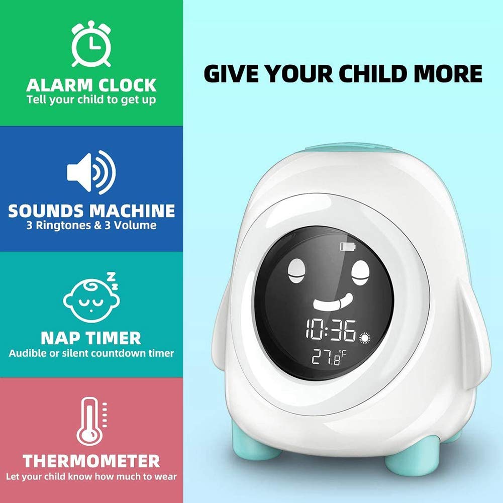 TsoLay Kinder Alarm, Alarm für Kinder, Schlaf Trainer zum Aufwachen Wecken, Buntes Licht, Nickerchen