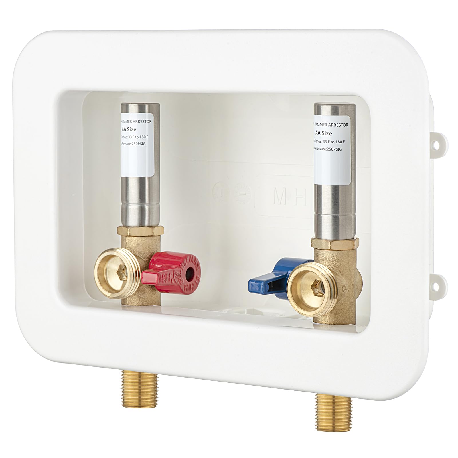 Photo 1 of (1 Pack) Lidertik Washing Machine Outlet Box Sweat Thread with Hammer Arrestors and Center Drain, Inlet 1/2 inch Thread or Sweat x Outlet 3/4 inch Male Thread, Absorb Shock And Reduce Noise XYJH-611-L