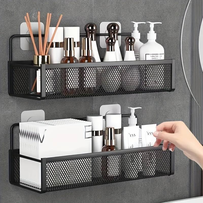 Boniry Bathroom Shelf for Wall, Black Bathroom Organiser, Wall Mounted Bathroom Rack, Large Capacity Adhesive Bathroom Shelf (B0D78VMTJ9) Amazon Price History, Amazon Price Tracker