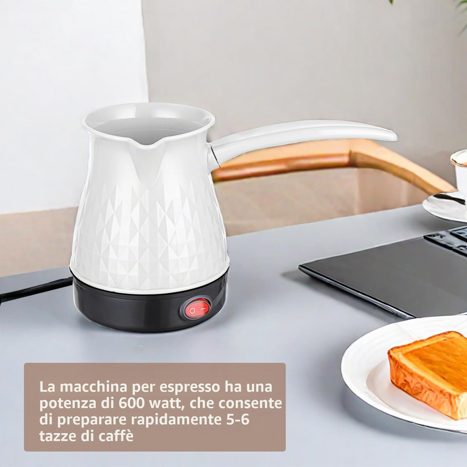 Byzesty Bollitore per caffè turco, 500 ml, macchina per espresso, macchina per caffè turco, caffettiera elettrica, caffettiera per casa, ufficio, viaggi, espresso, moka, tè