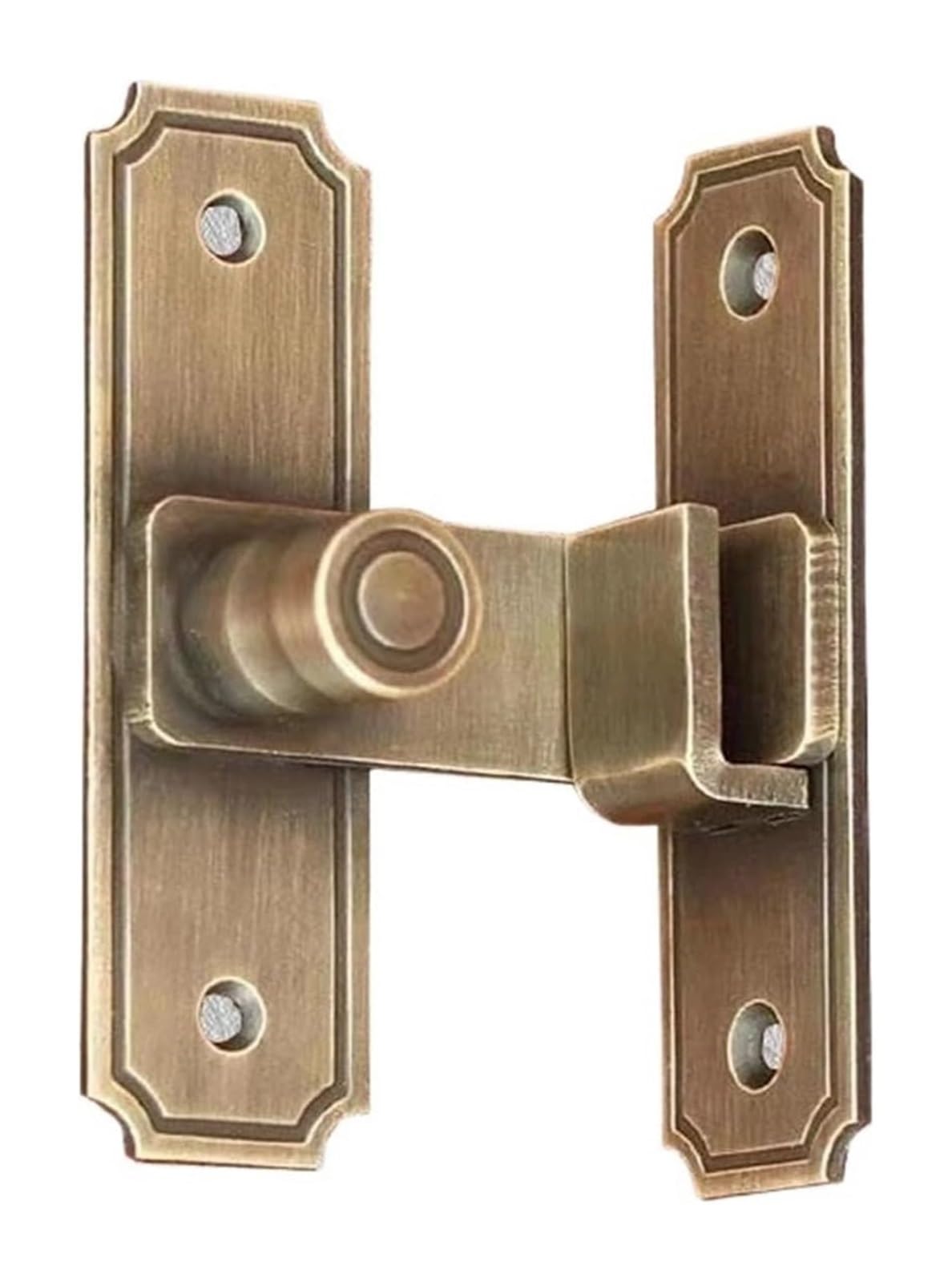 Door Lock Bolt, 90 Degree Brass Slide Toggle Latch for Barn Gate Door Wine Cabinet Window Plug Gold Brown(Brown)