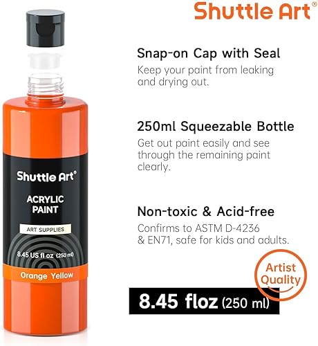 Miniatura 3 de Shuttle Art Juego de botellas de pintura acrílica de 18 colores (8.5 fl oz/8.45 onzas), ricos pigmentados a granel suministros de pintura para