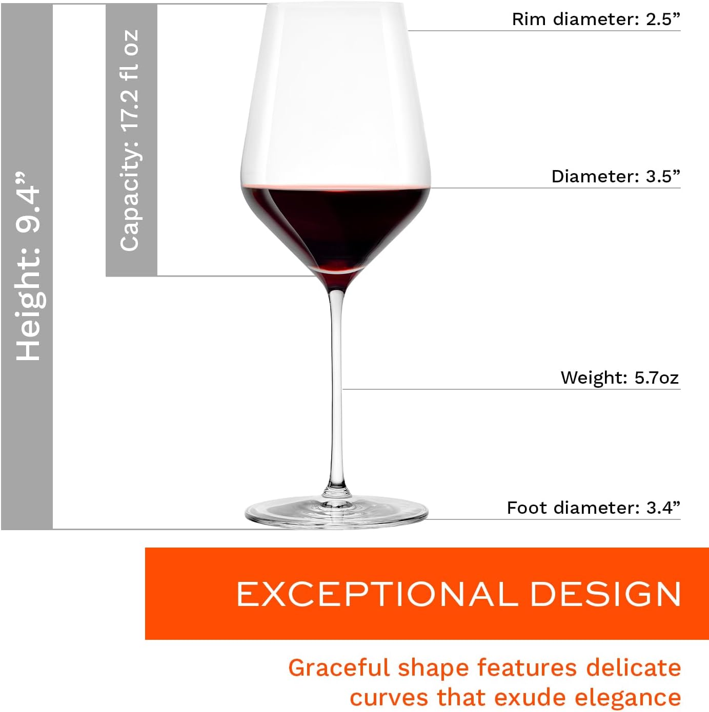 Stölzle Lausitz Red Wine Glasses Set of 6 (STARlight). Dishwasher Safe, Lead-free Crystal Red Wine Glasses (17.25fl oz). Shatter-Resistant Elegant Wine Glasses - Genuine Stölzle Wine Glass Set