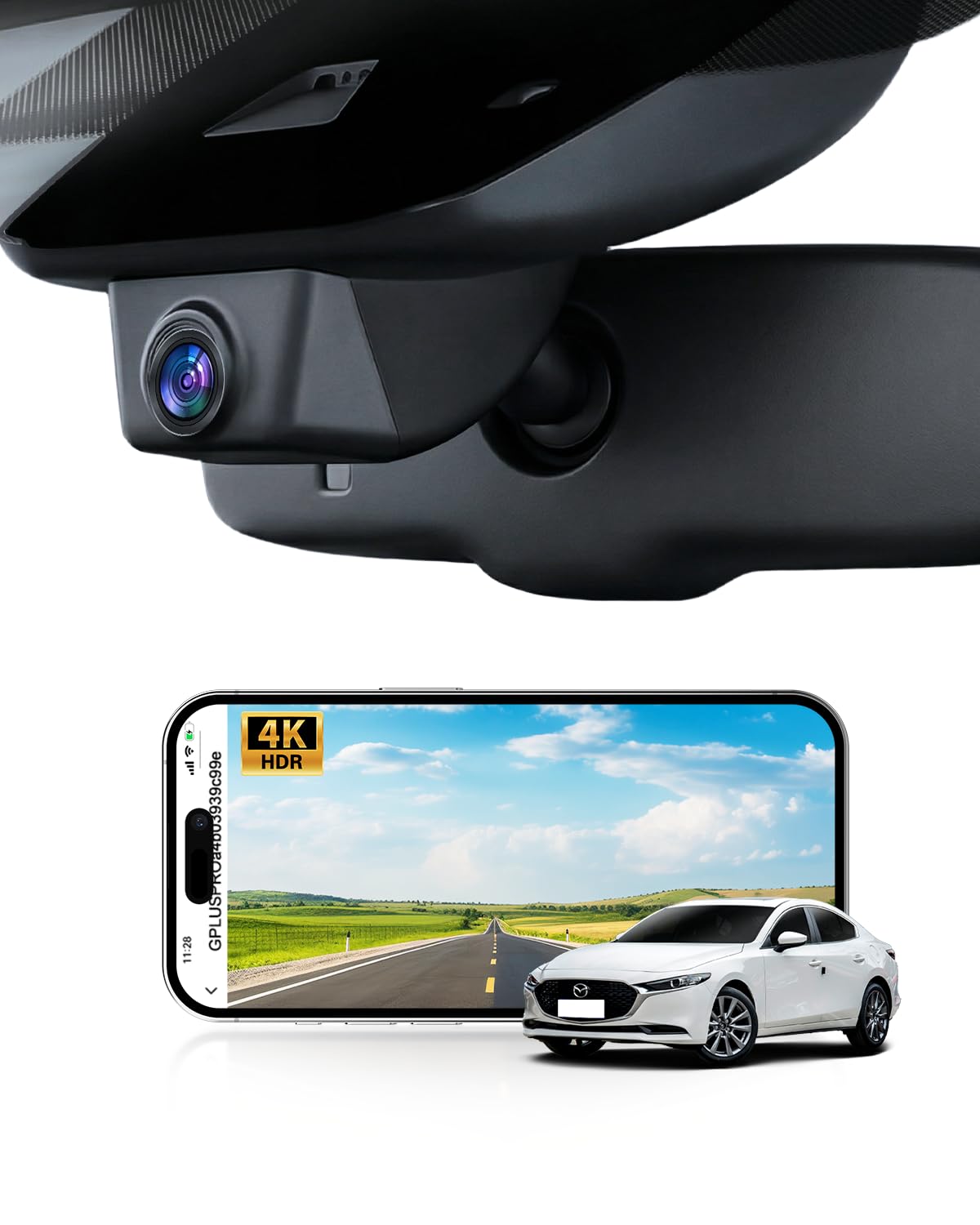 Roinvou Dashcam 4K para Mazda CX5 2019-2025 & CX-9 2020-2024, Cámara de Coche Visión Nocturna, WiFi, G-Sensor, Supercondensador, Instalación Plug & Play en Sensor de Lluvia, Incluye Tarjeta SD 64GB
