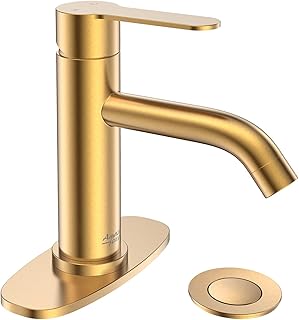 Sponsored Ad - AMAZING FORCE Bathroom Faucet Brushed Gold Bathroom Sink Faucet Gold with Pop-up Sink Drain Assembly & Deck...