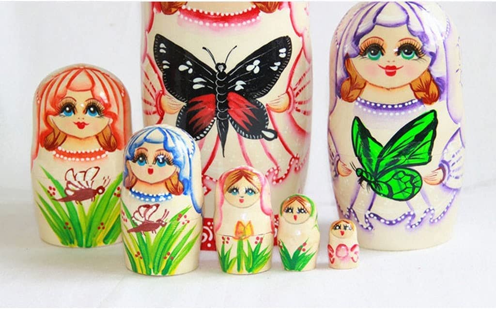 Matrioszka Kerst 7 stks Russische Nesting Poppen Matryoshka Houten Handgemaakte Stapelen Geneste Set Collectible Poppen Speelgoed Set voor Kinderen Volwassenen zabawny prezent
