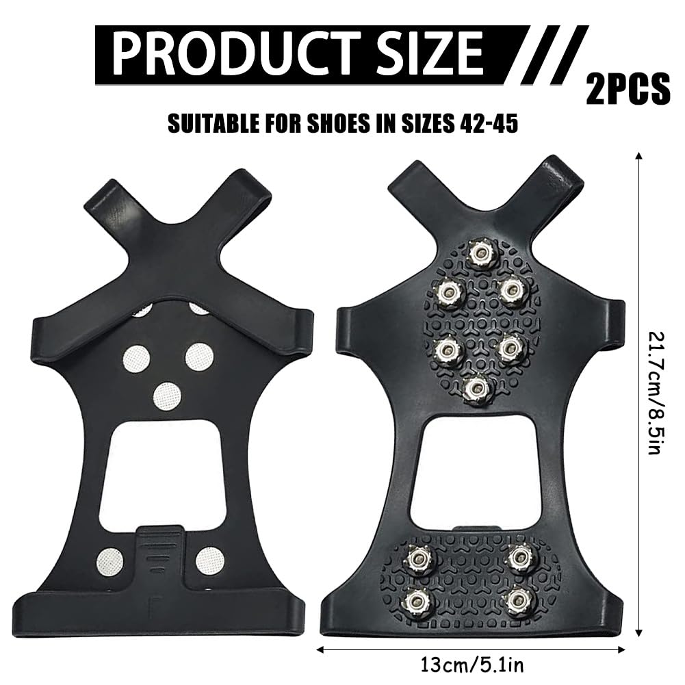 Raki Ice Cleats Ice Snow Grips do butów i butów, 2 szt., trakcja lodowa, buty z 10 stalowymi ćwiekami, antypoślizgowe, do wędrówek na świeżym powietrzu, spacerów