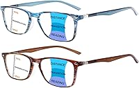 Vista 13 de Paquete de 2 lentes de lectura progresivos multienfoque para hombres y mujeres, bloqueo de luz azul para computadora y lectores antifatiga ocular