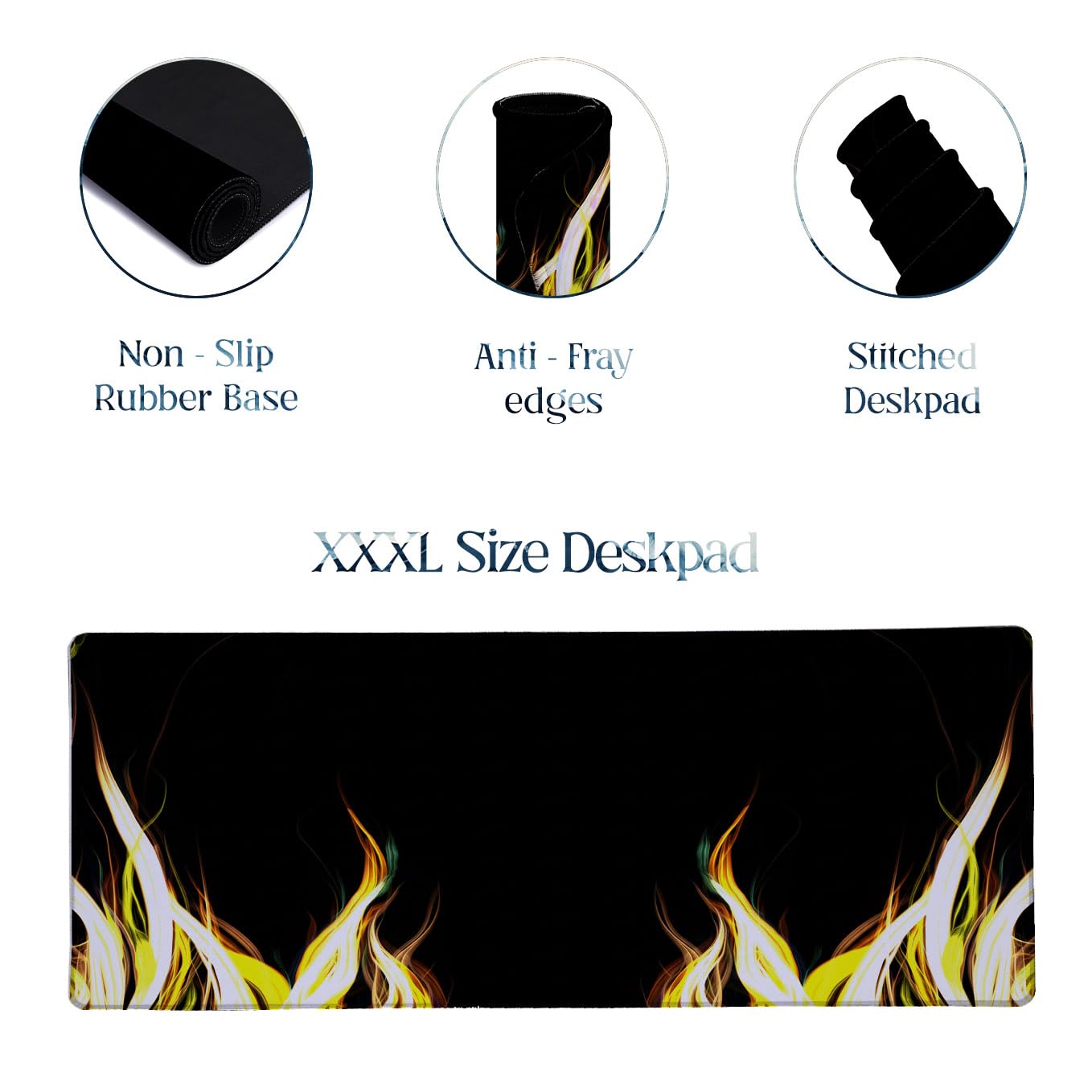 SoulAbiti Abstract Inferno Extended Desk Pad (36x14 Inch) - Nature Series XXL Mouse Pad - Non-Slip Rubber Base & Stitched Edges 2