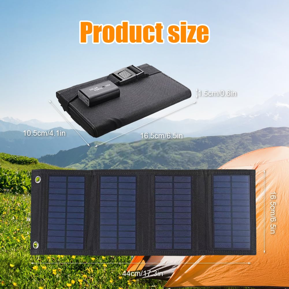 Panneau Solaire Portable 20W Camouflage - Chargeur USB Été IP65 - Pour Téléphone Et Powerbank - Camping, Randonnée