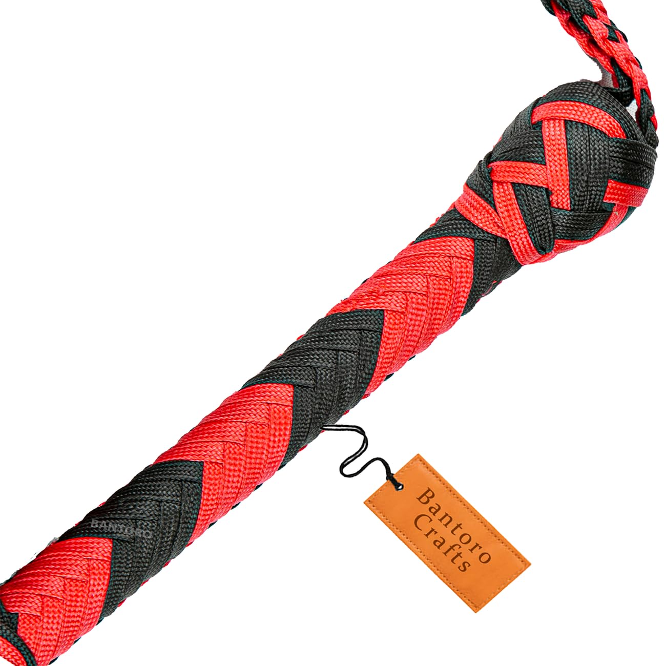 Bullwhip in Nylon/Paracord Intrecciato Rosso e Nero con 16 intrecci Belly Whip e Supporto Interno Frusta Hard-Cracking Indiana Jones