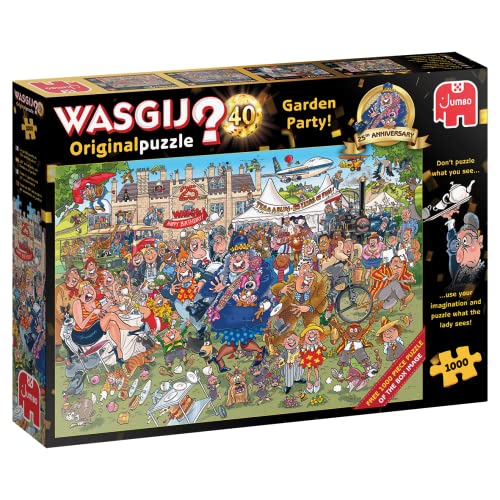 Wasgij Original 40, 25th Anniversary Garden Party - 1000 Piece Jigsaw Puzzles for Adults - Challenging Brainteasing Adults Jigsaw Puzzle, Uncover the Puzzle - 100% Recycled Cardboard, 1000pcs, Jumbo