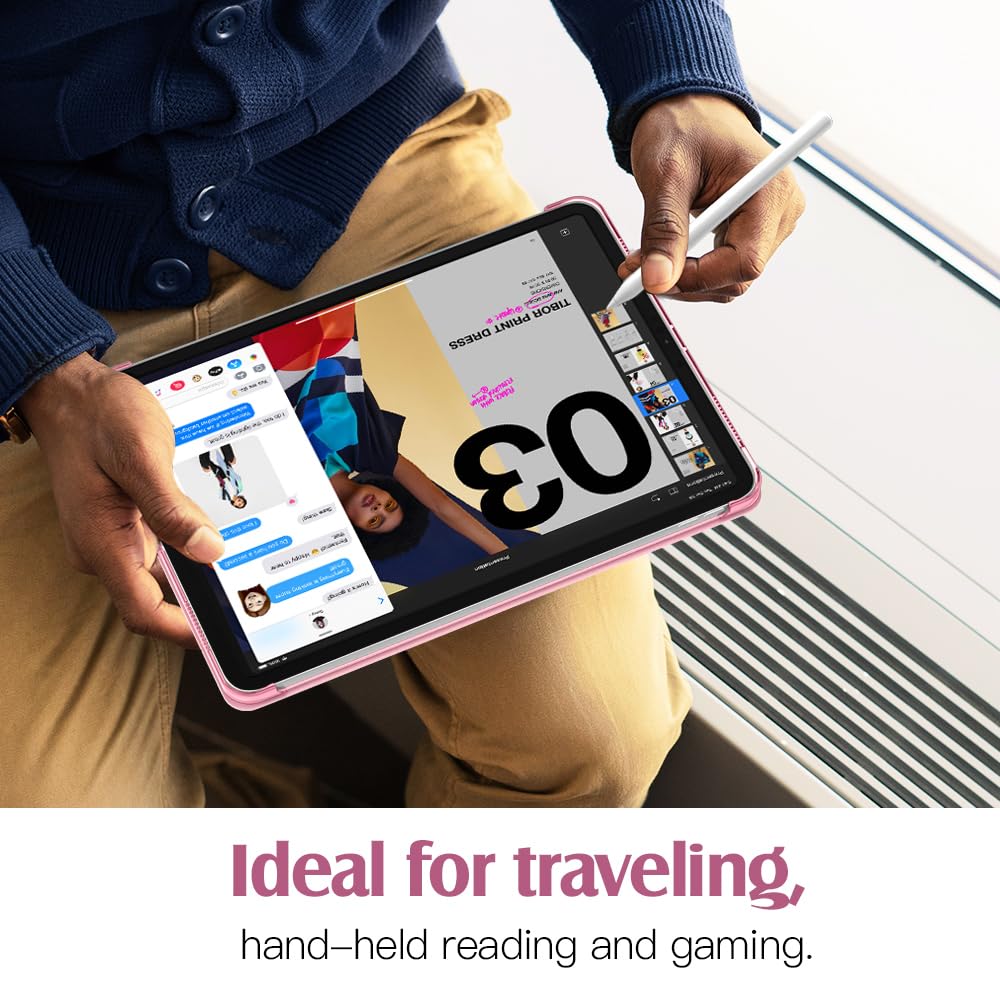 TiMOVO Etui do iPad Air 11" M4/M3/M2, Air 5./4. gen. 10,9", Nosegay Pink | Smukła podstawka, twarda półprzezroczysta tylna obudowa, obsługa Touch ID i automatyczne usypianie/wybudzanie