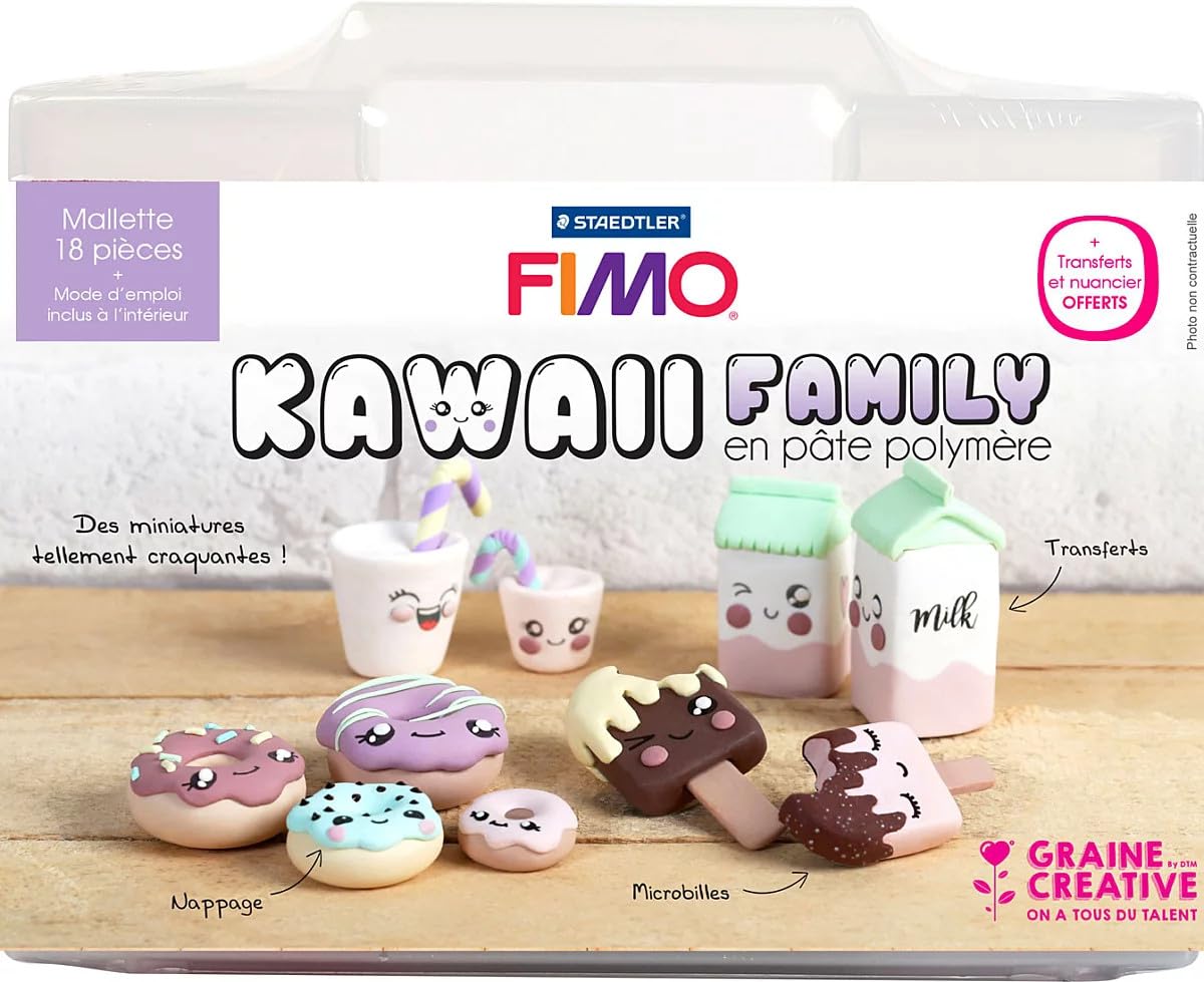 Mallette figurine Fimo - Kawaii family - 18 pcs