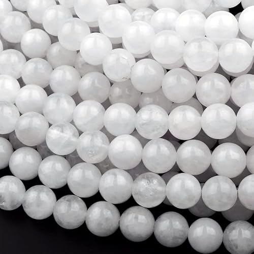 Zenkeeper 108 cuentas de jade blanco para fabricación de joyas de 0.315 pulgadas (0.315 in), piedras preciosas de jade blanco sueltas