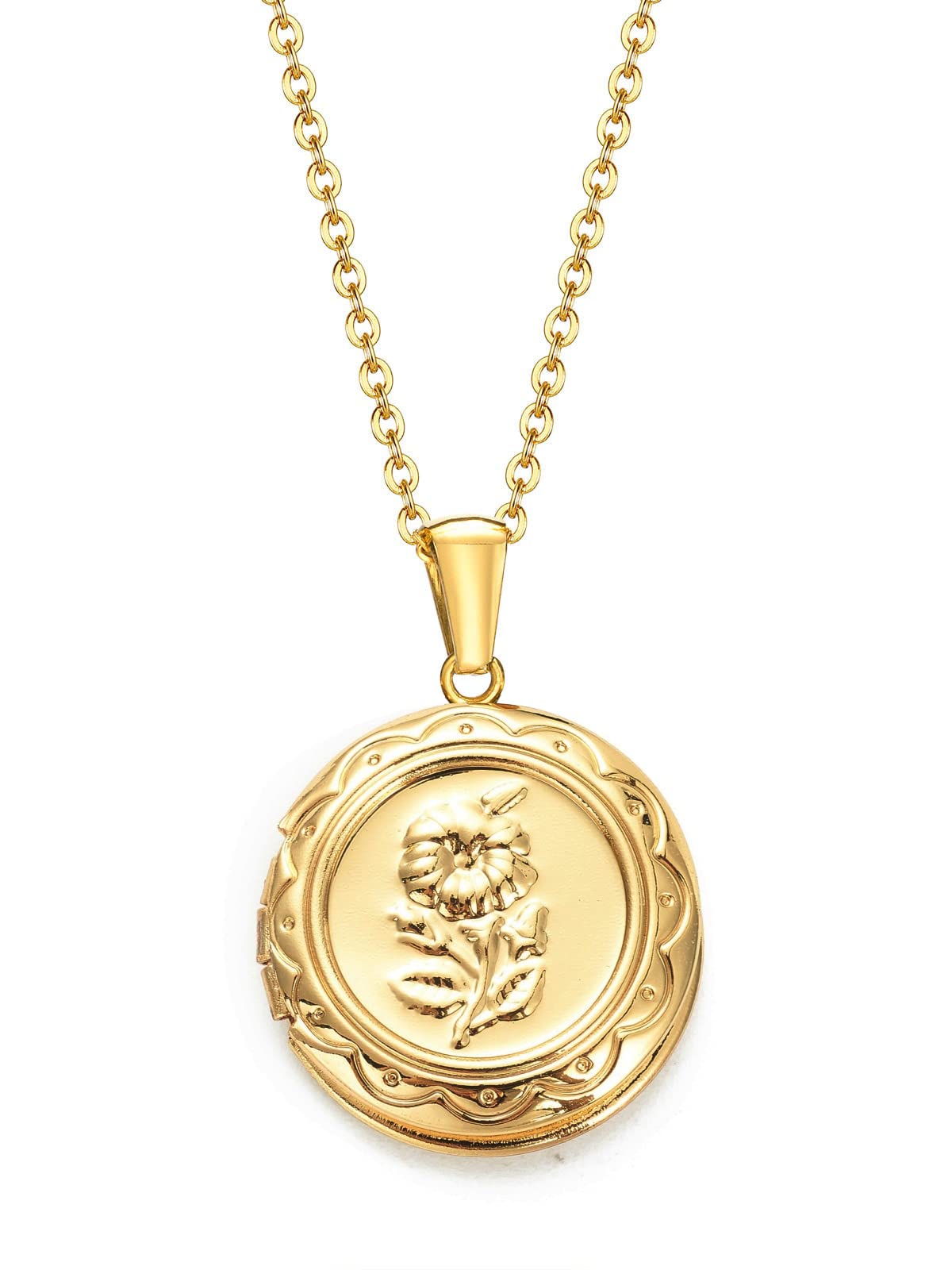 Via Mazzini 18K Real Gold Plated Circular Photo Memory Locket Pendant Necklace With Chain Valentine Gift For Women And Girls (NK0992) 1 Piece Only (B0B7BN6RYM) Amazon Price History, Amazon Price Tracker