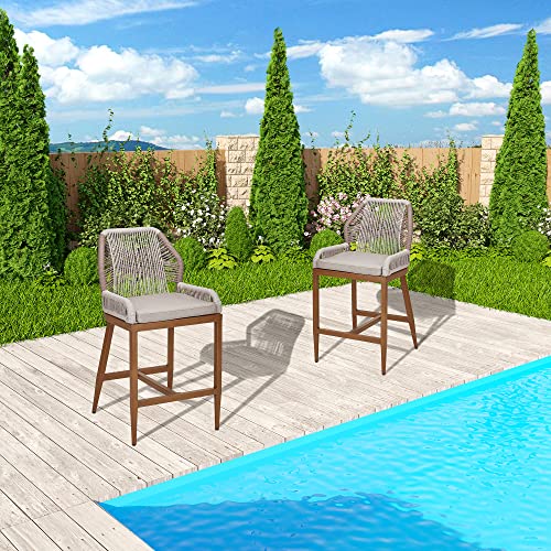 Idealhouse Counter Height Bar Stools Set Of 2, Outdoor High Stool Set, Home Back Dining Chair, Modern Patio Bar Stools With Backrest And Arm, Comfortable Simple And Beautiful Counter Chair #TOP7