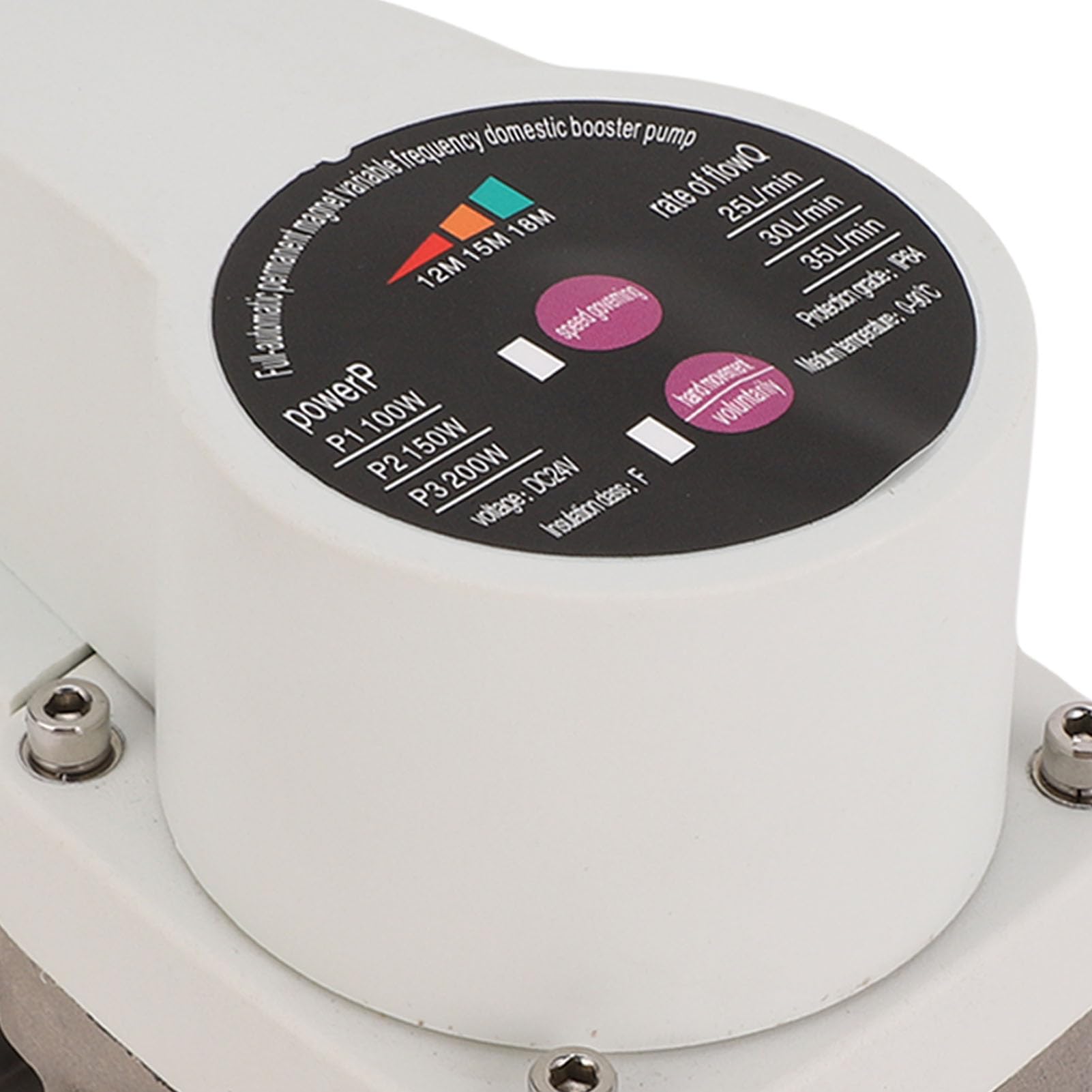 Generic Surpresseur d'eau intelligent pour la maison, marche/arrêt automatique, ultra silencieux, 100 W/150 W/200 W, vitesse réglable (25 L, 30 L, 35 L/min), pour (Prise UE)