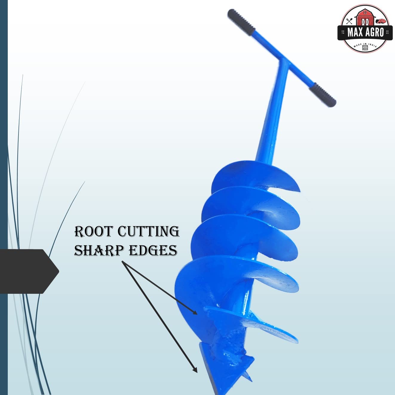MAXAGRO Earth Auger Hole Digger Dual Blade | Post Hole Digger | Digging Tools for Soil | Agriculture Tools for Faming | Gardening Tool | Auger Machine | Spiral Digger 6 Inch Round Hole - Image 2 thumbnail