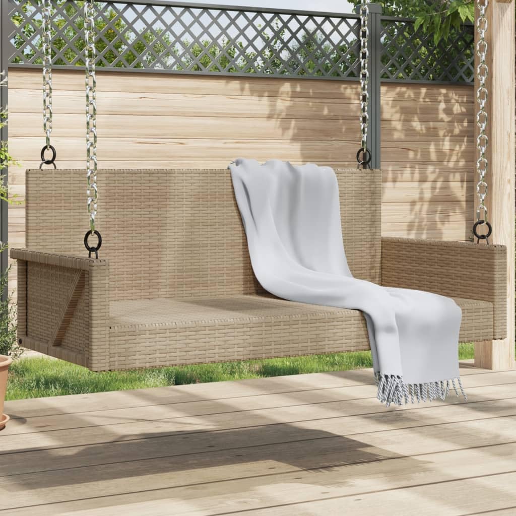 Banco Columpio de ratán sintético Beige 119x56x48 cm, Columpio Jardin Exterior, Balancin Jardin Exterior, Muebles Jardin Exterior, Balancin Balcon - 365628