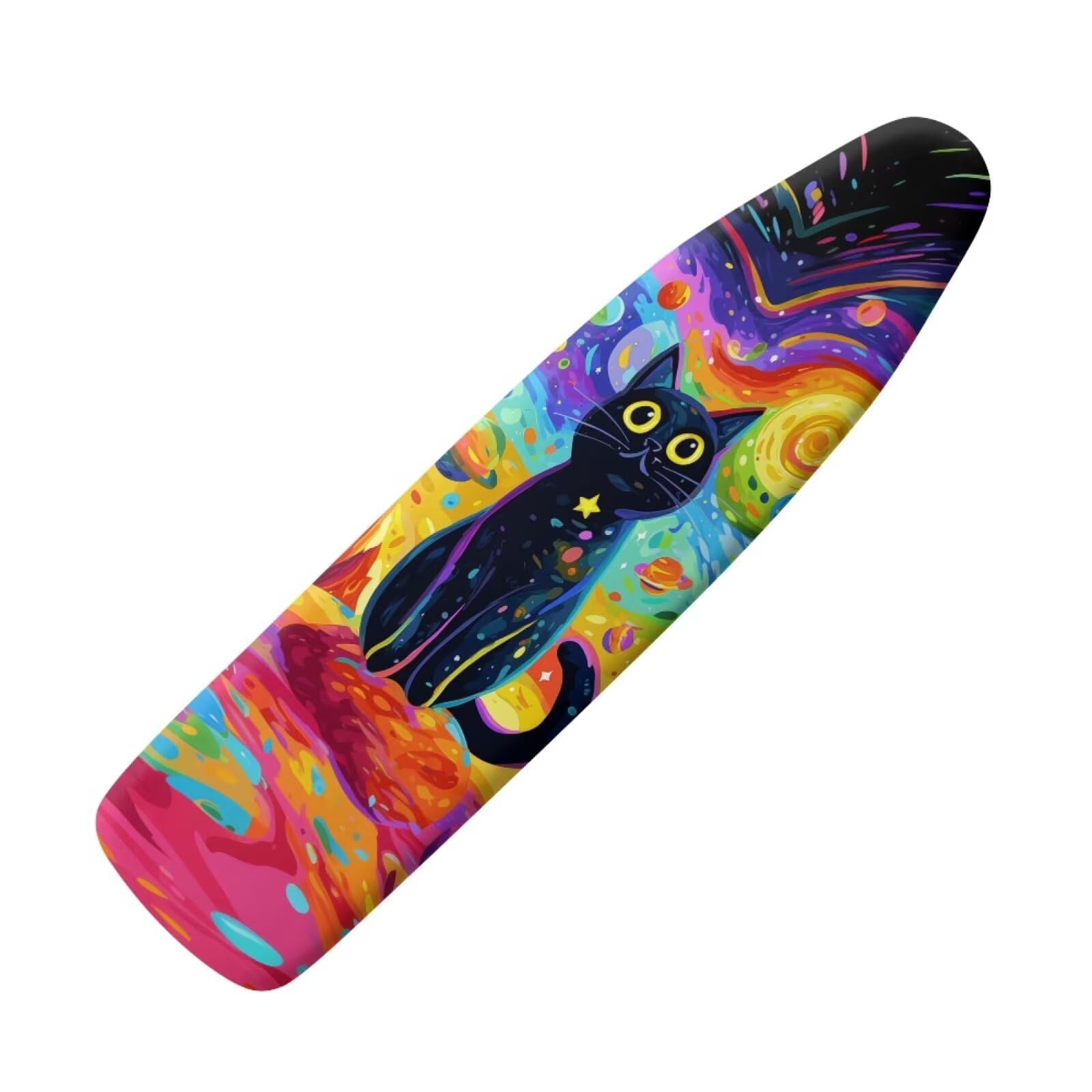 ZIATUBLES Heat Ressistant Ironing Board Covers with Hook and Loop Fastener Straps Starry Black Cat Print Iron Accessories Iron Padding Cover for Home Clothing Shop Using, M