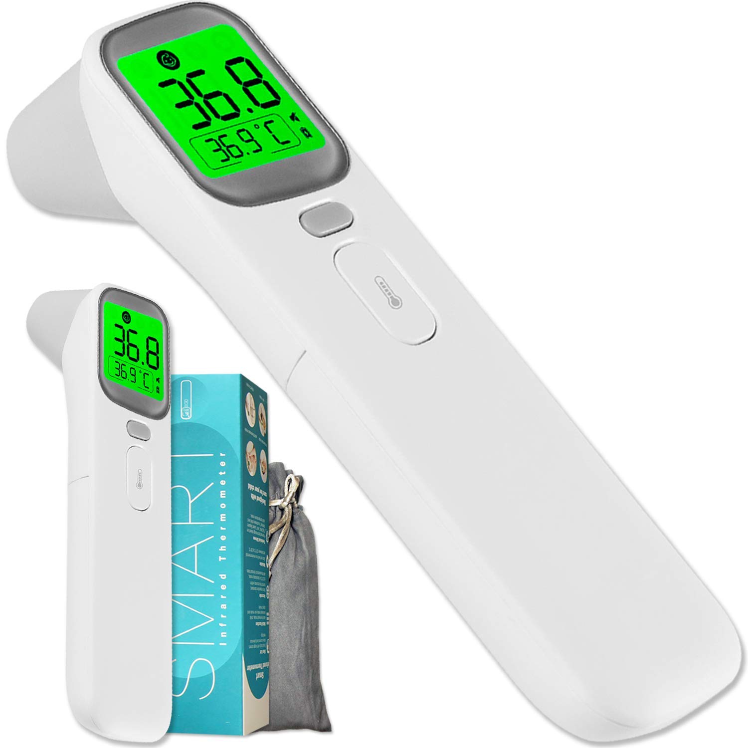Non-Contact Infrared Forehead & Ear Thermometer, Instant Reading, Fever Alarm and Memory Function Thermometer for Kids