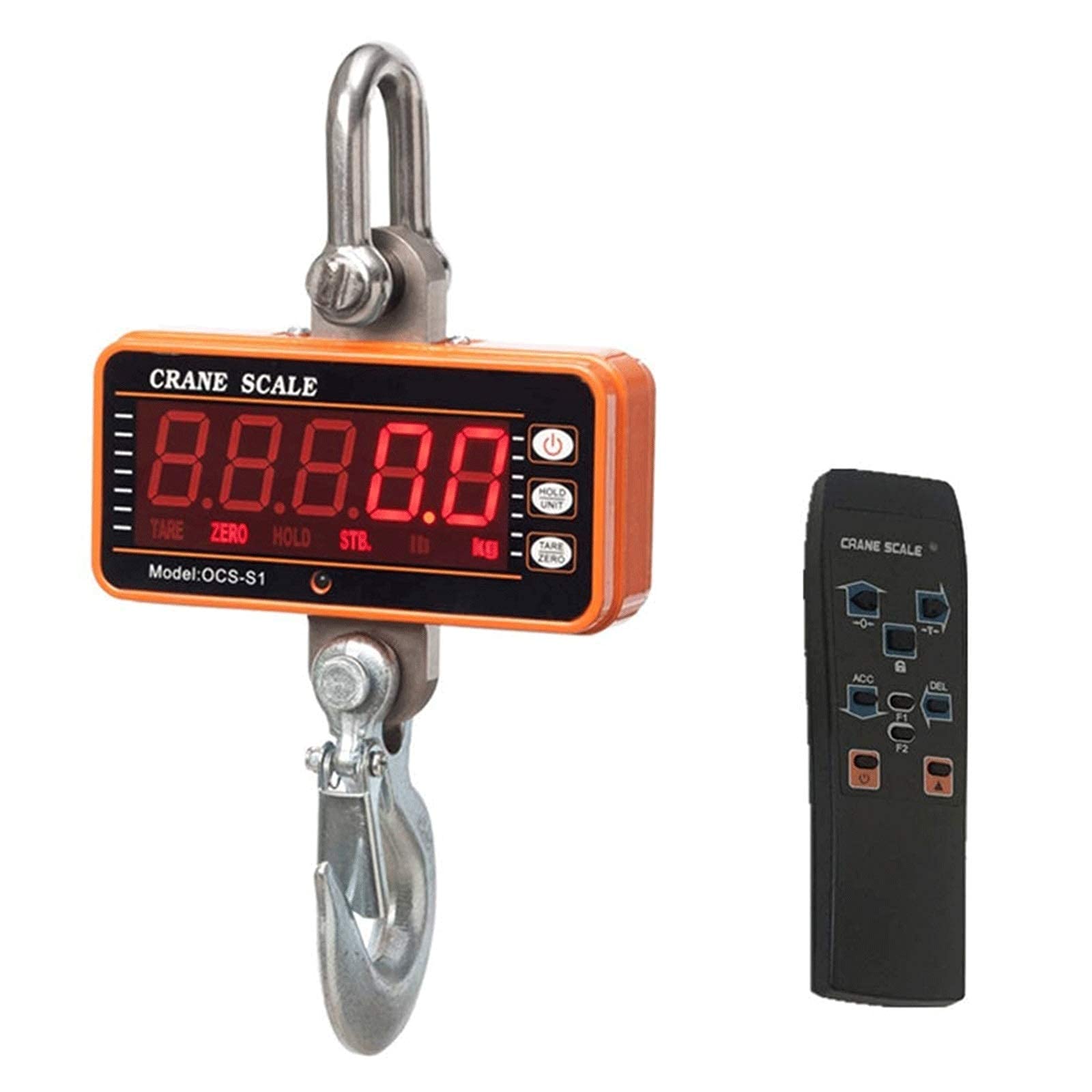 SGeneE Crane Scale Industrial Hanging Scales Direct-diaplay High Resolution Electronic with Hook 10-1000kg (500kg/0.5T)