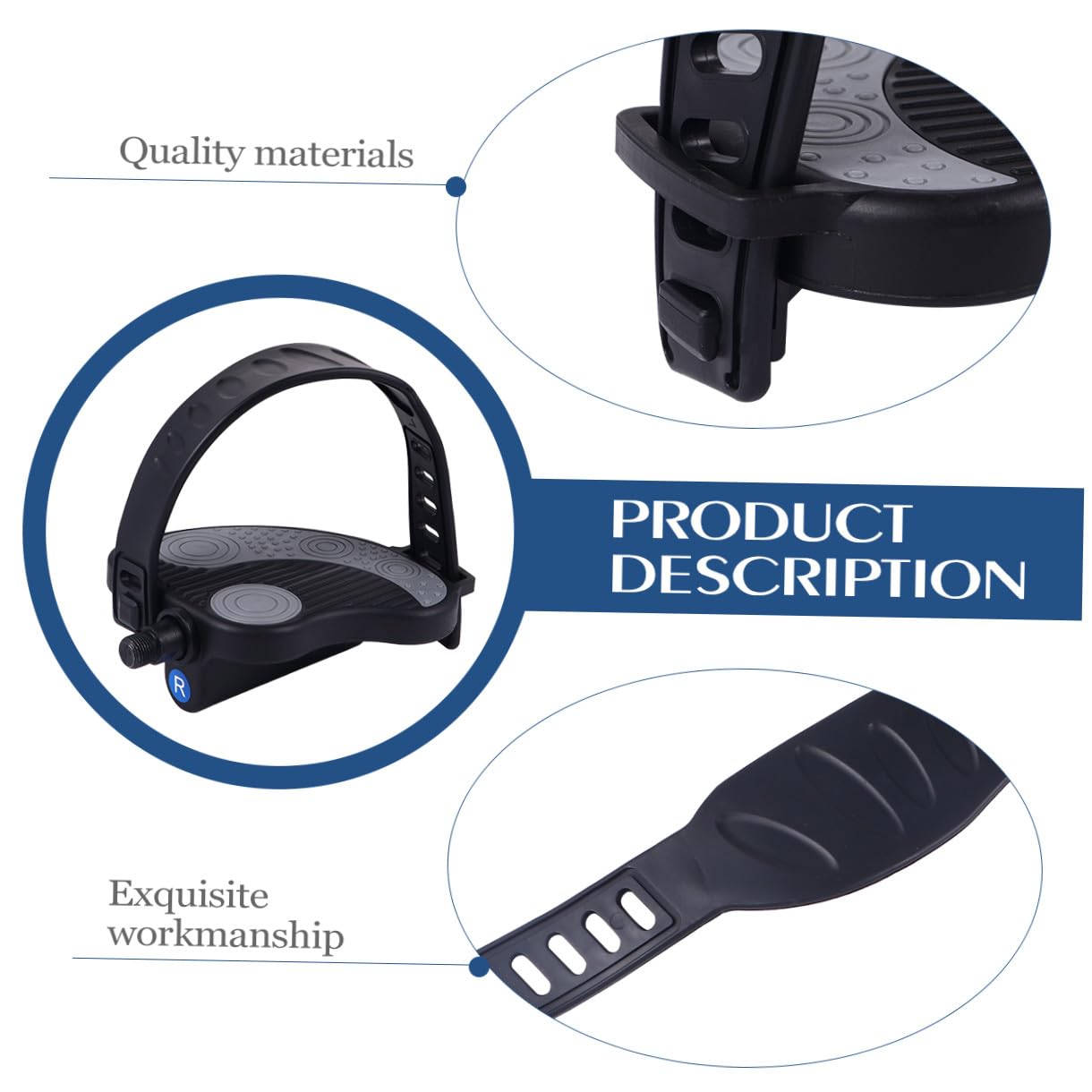 Pedales y Anillo de Sellado Rodamiento Antideslizantes con Correa de Bicicleta Varios Estilos de Plástico Resistente Abrasión Compatibles con Bicicleta de Carretera y Estática
